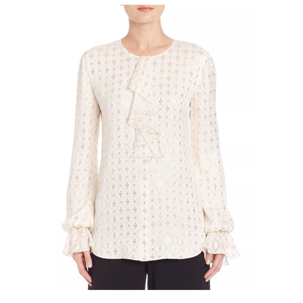 NEW St John Rare Silk Button Down Blouse